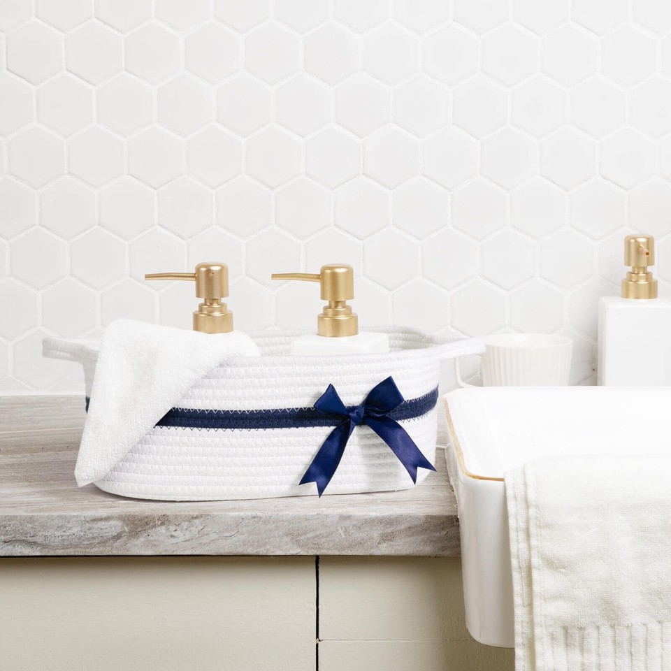 CHICVITA Small Basket White Basket for Gifts Baby Basket for Nursery