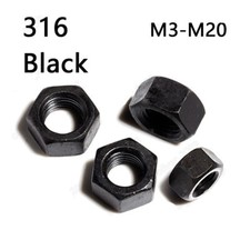 Black 316 Stainless Steel Hexagon Nuts Hex Nuts M3 M4 M5 M6 M8 M10 M12 M16 M20