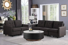 2/3/5 Seats  Sectional Upholstered Sofa Set Linen Fabric Living Room DLY Couch