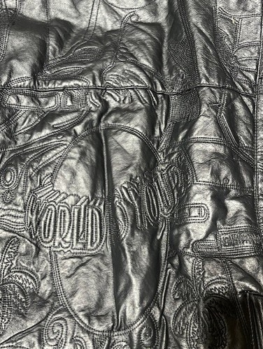 Vintage SCARFACE Movie Embroidered Stitched Leather Coat 6xl Hip Hop W/ Hood - Picture 15 of 20