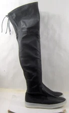 Black platform round toe over knee boot top back tie  WOMEN Size 7
