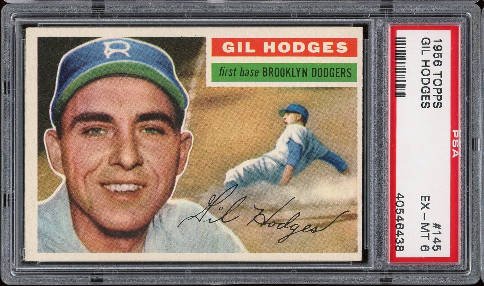 1956 Topps Baseball #145 Gil Hodges Gray Back PSA 6