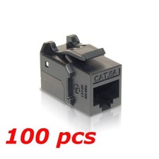 100 PACK CAT6A 10G RJ45 110 Punch Down 8P8C Keystone Modular Snap-In Jack Black
