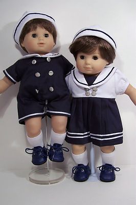 Sailor Dress & Romper w/Hats Doll Clothes For 15  Bitty Baby Twins (Debs)