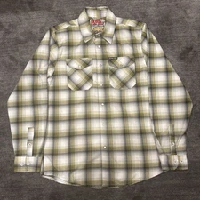 DIXXON FLANNEL Sublime 40 oz To Freedom  Men's Large Plaid Pearl Snap Yellow