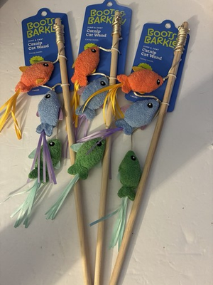 #ad 3 Count Boots and Barkley Jumpamp;Sway Catnip Cat Wand Fish Still In Package $16.49