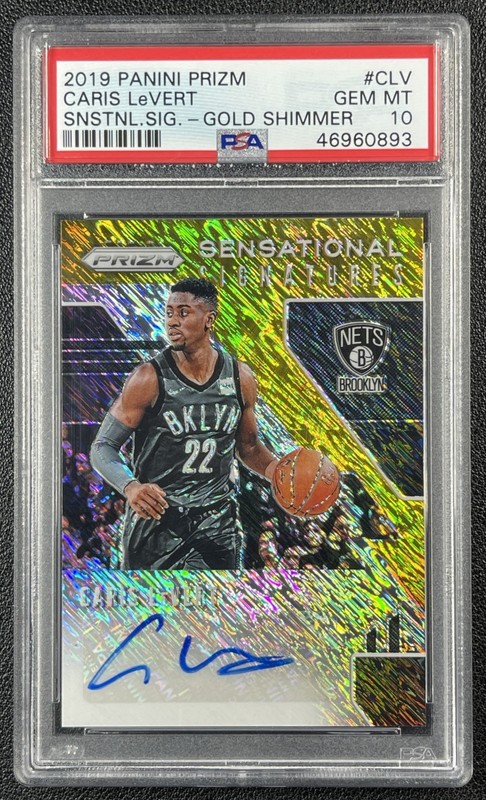 CARIS LEVERT PSA 10 2019 PANINI PRIZM SENSATIONAL AUTO PREMIUM GOLD SHIMMER 7/10