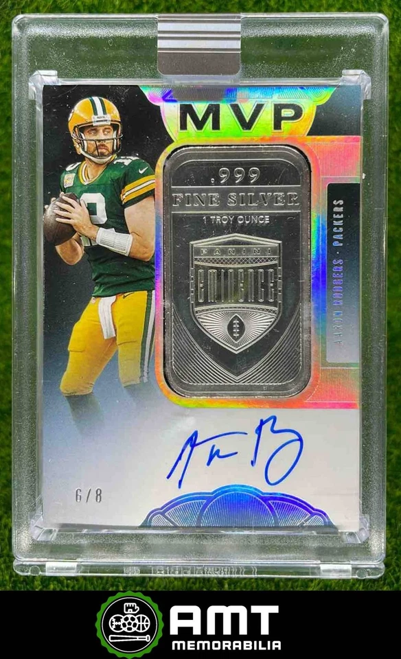2021 Panini Eminence Aaron Rodgers MVP Auto Silver Bar 6/8 Green Bay Packers