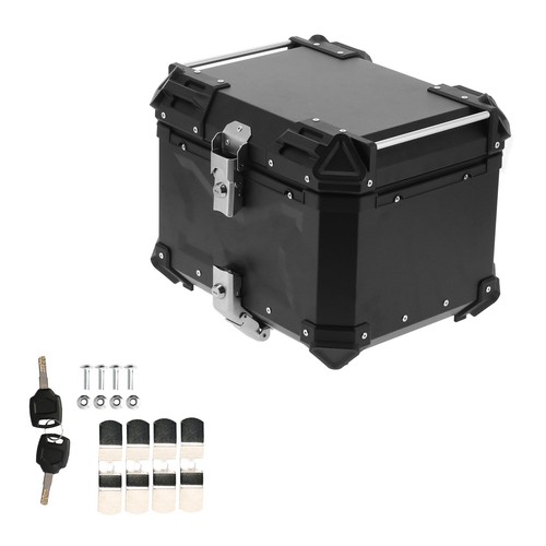 45L Motorcycle Rear Top Box Aluminium Alloy Tail Carrier Luggage Tool Case Black - Picture 5 of 11