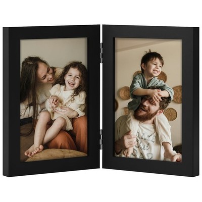 Double 4X6 Picture Frame Vertical, Engineered Wood Bifold Photo