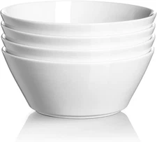 32 OZ Large Soup Bowls Set of 4 - White Ceramic Bowls for Ramen, Cereal, Pasta, 
