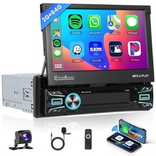  Automatic 2G 64G Android Single Din Flip Out Car Stereo Wireless Carplay An...