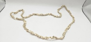 Long Natural Tiny Shell Necklace - 35" Brown Cream Earthy Boho Beachy Coastal