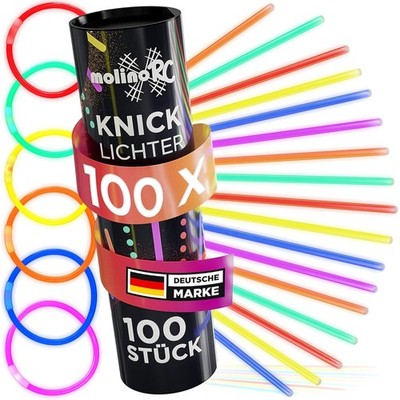 100x Knicklichter Party Set - [EXTRA HELL] - Knicklichter Kinder - 100 Verbin...