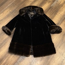 Faux Fur Coat Ward Bros Tocci Imports Women  s Medium Black Brown England Made