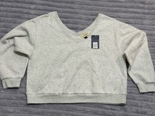 Universal Thread Women's V-Neck Fleece Pullover Sweatshirt Heather Gray L
