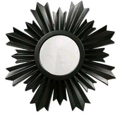 Small Black Mirror Starburst Sunburst Glass Plastic Home Office Gift 9.5x9.5