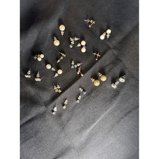 Assorted Stud Earrings Pearl Crystal Gold Tone Silver Tone Set Of 17 Pairs