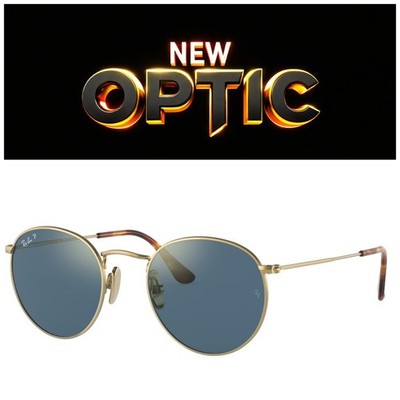 Gafas Ray-Ban RB8247 9207/TO ROUND Titanium GOLD Blue Polarized S NEW