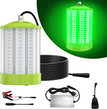 JESLED 110V  12V/24V Underwater Fishing Light, 80W Super Bright Green Fishing L
