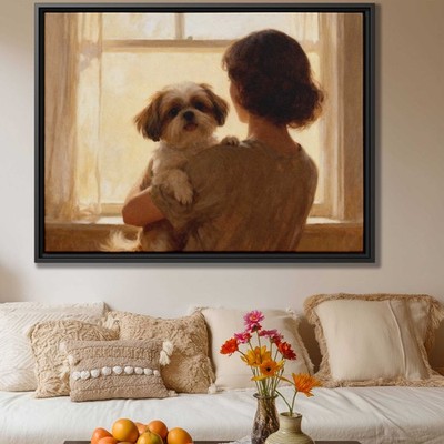 Oil Painting Shih Tzu Canvas Print Dog Wall Art Living Room Decor Pet Artwork