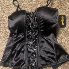 Spirit Halloween Black Satin Corset Size M