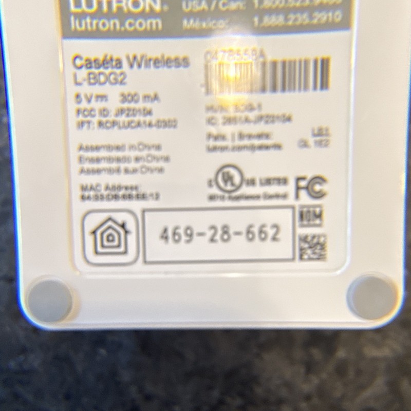 Lutron Caseta Wireless Smart Bridge L-BDG2 Clear Connect Lighting Bridge