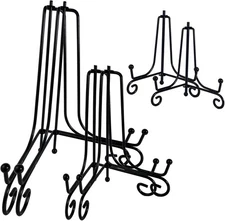 6PCS 3 Size Black Iron Plate Stands for Display - 4, 6, 8 4 6 8IN, 