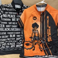 Cycling Logo short sleeve jersey Full Zip Women's XL Black BLM lot of 2