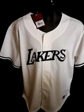 Los Angeles Lakers Men's Mitchell Ness Mesh Collection Button Jersey Large