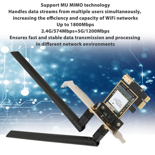 Wireless WiFi 6 PCIE Card With 2 Antenna 1800Mbps 2.4Ghz 5Ghz Support MU MIMO CB - Bild 16 von 22