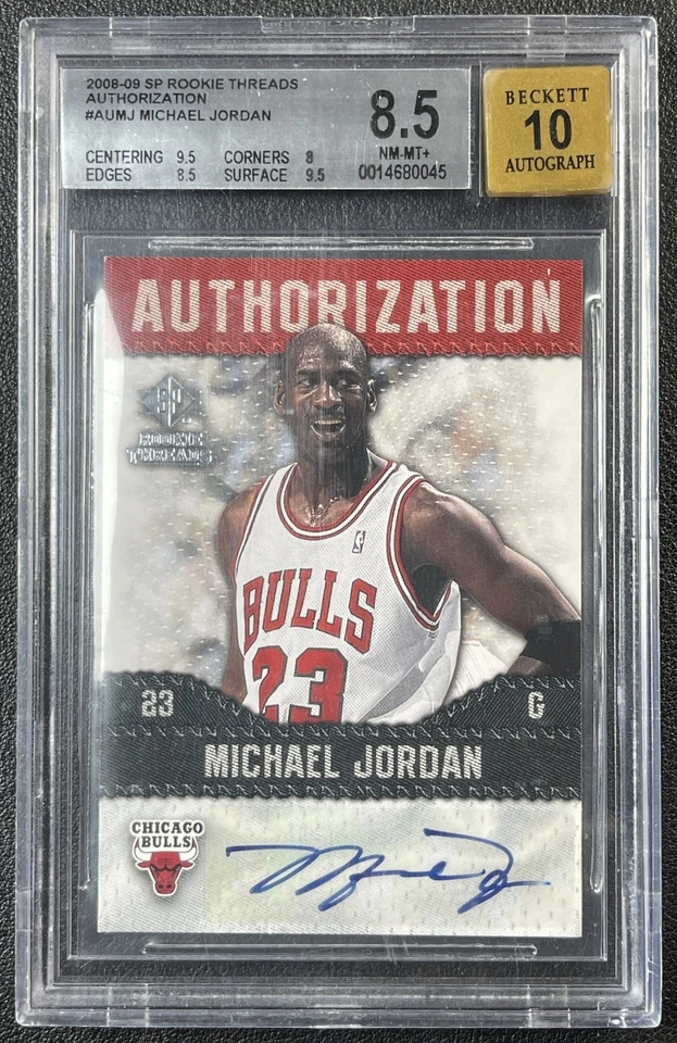 MICHAEL JORDAN BGS 8.5 2008-09 SP ROOKIE THREADS #AU-MJ AUTHORIZATION AUTO BULLS