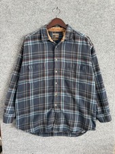 Vintage St Johns Bay Blue Plaid Flannel Button Down Shirt Men's Size XL Tall 90s