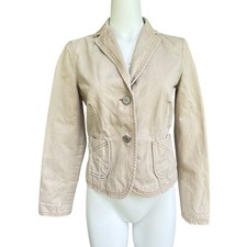 Vintage Gap Blazer Womens 4 Khaki Tan 100 Cotton Lined Classic Core Wardrobe