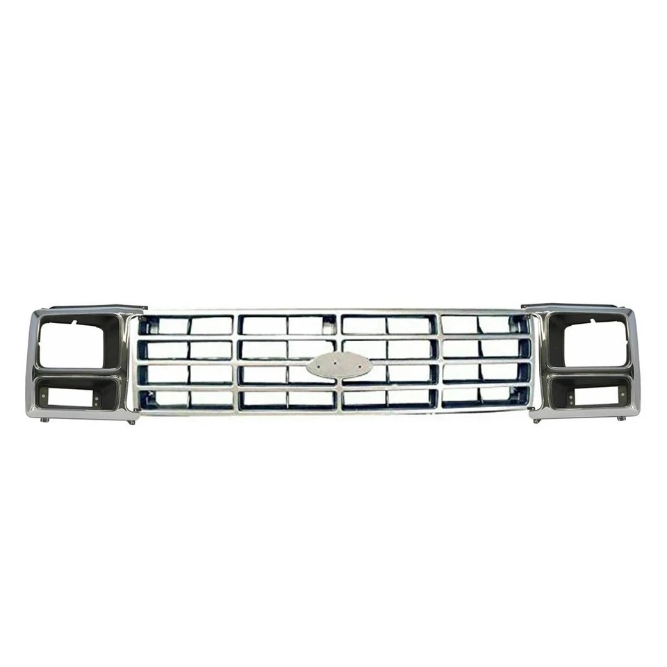 New Front Silver Grille Left Right Headlamp Door For 1980-1986 FORD F-150 BRONCO - Image 2 of 4