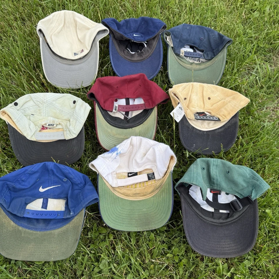 Lote De 9 Sombreros Nike De Colección Correa SnapBack Trasera Ajustados Lana Pana Años 90 EE. UU. Foto 2 de 4