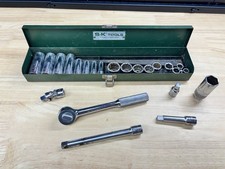 Sk 23 Pc Sae 38 Drive Socket Set Shallow Deep No. 4521-9 Metal Box Usa