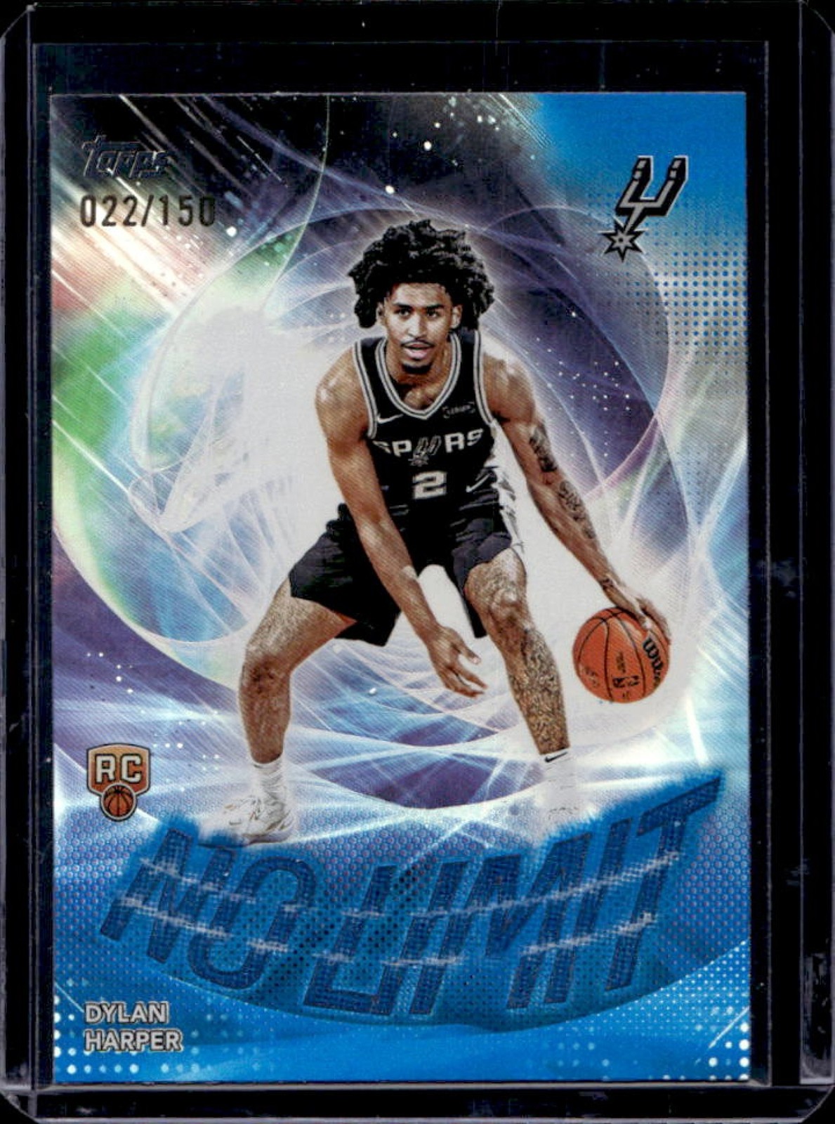 2025-26 Topps Dylan Harper No Limit RC Blue Rainbow Rookie #22/150 Spurs