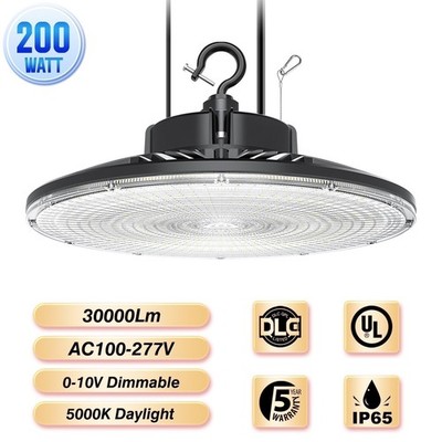 200W UFO LED High Bay Light Warehouse Garage Industrial Commercial Lamp 30000LM