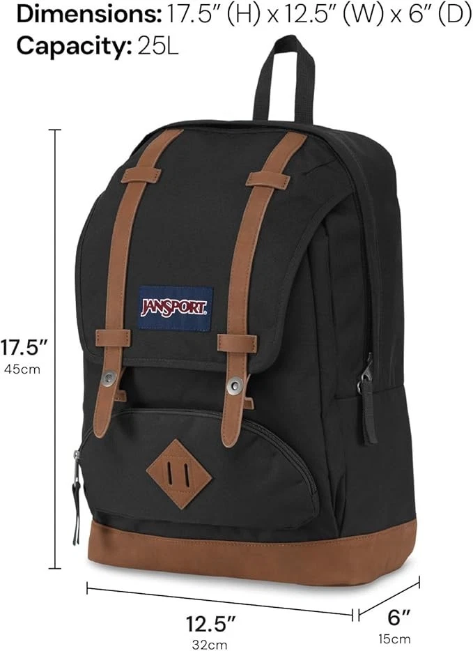 Mochila para portátil JanSport Cortlandt, negra, funda para portátil de 15" Foto 2 de 4