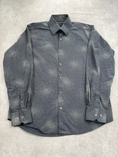 Bugatchi Shirt Mens Large Gray Dotted Pattern Long Sleeve Button Up Dress Modern