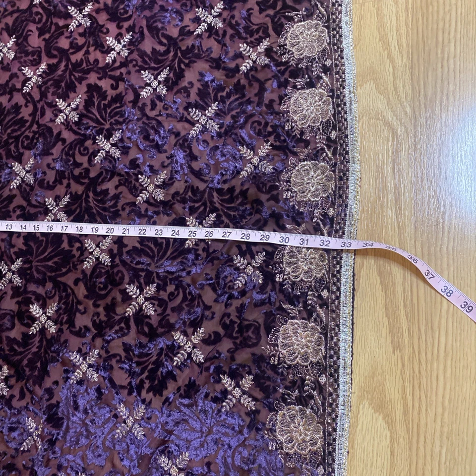Purple Embroidered Velvet Semi-stiched Dupatta, Pakistan/Indian, 33x78 Inches - Image 4 of 4
