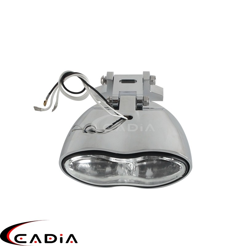 Chrome Dual Wave Headlight Headlamp For Harley Chopper Bobber Cafe Racer Custom