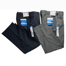 Lot of 2 Haggar Cool 18 Pro Mens Dress Pants 42x32 Classic Fit Flat Front