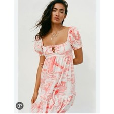 Urban Outfitters Orange Cream Puff Sleeve Mini Dress XS