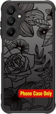 Cute Phone Case for Samsung Galaxy A16 5G, Aesthetic Black Line Art Floral Rose