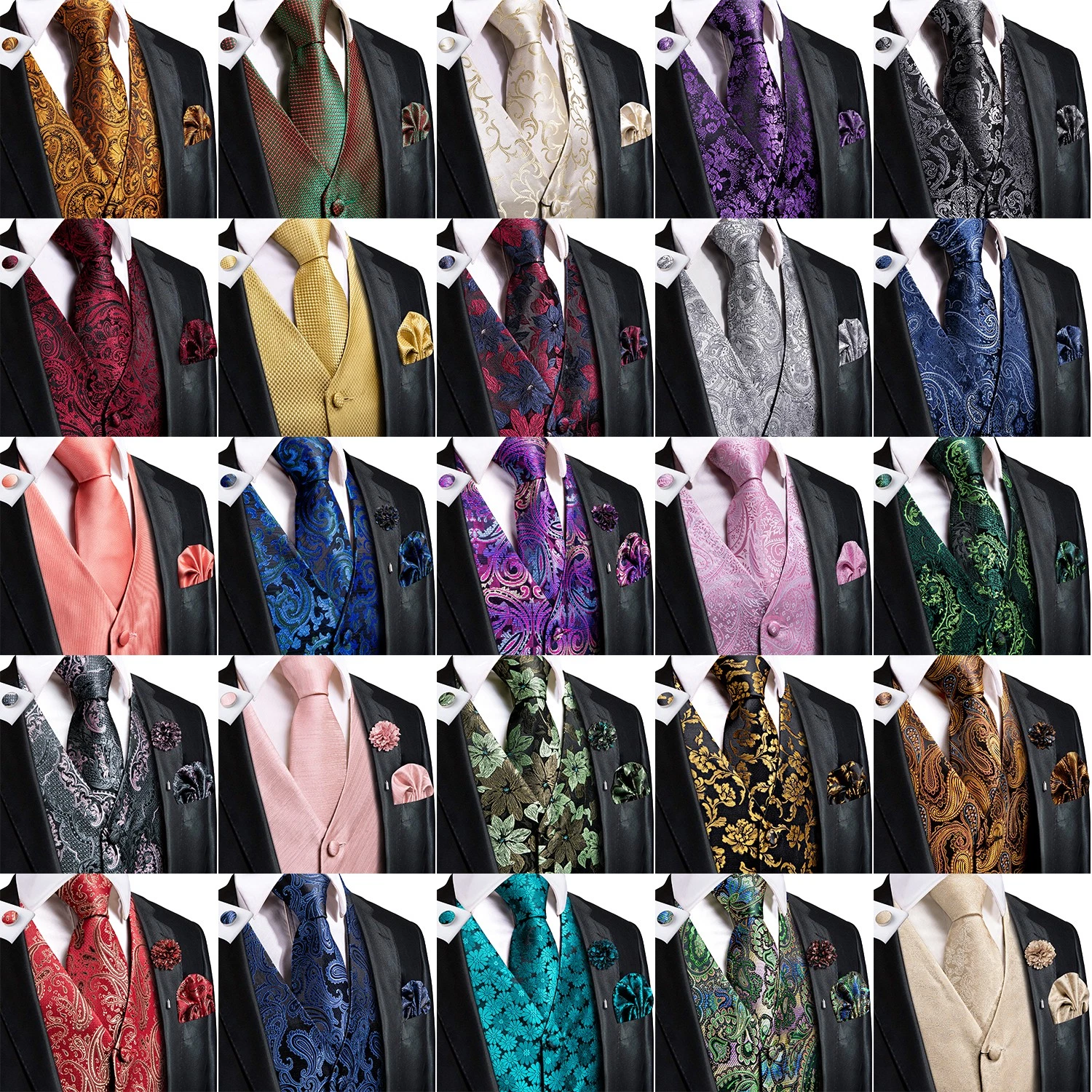 Red Pink Black Mens Vest Paisley Floral Waistcoat Wedding Formal Tuxedo Gilet
Opens in a new window