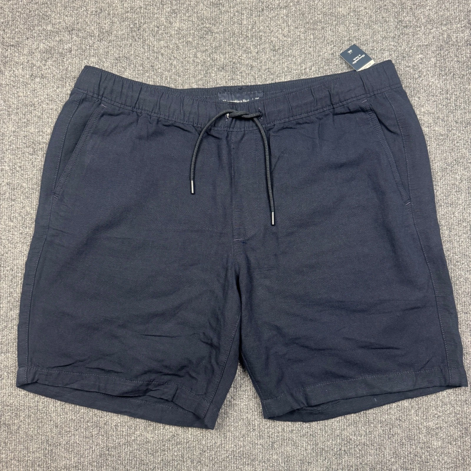 Abercrombie Fitch Mens XXL Navy Linen Blend Lounge Shorts 7” NWT