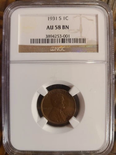 1931-S Lincoln Wheat Cent Penny NGC AU55 BN