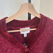 Industry Republic Women’s XS Cranberry Oversized Cropped Chenille Cardigan NWT